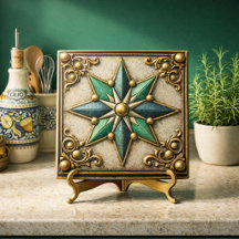 Vintage-Look Smaragdgrün & Gold Stern