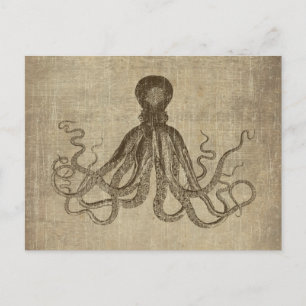 Vintage Lord Bodner Oktopus Triptychon Postkarte