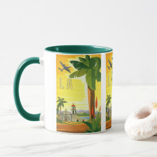 Vintage Los Angeles, Kalifornien Mission mit Palme Tasse