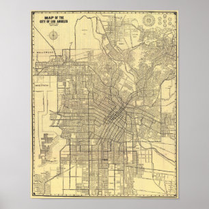 Vintage Los Angeles Karte Poster 1914