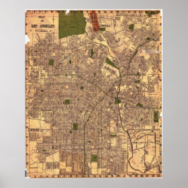 Vintage Los Angeles Map Poster 1924