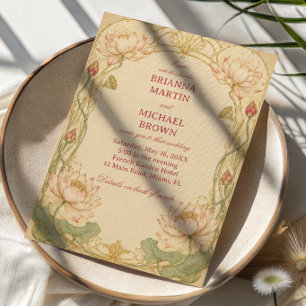 Vintage-Lotus Botanisch Romantisch Einladung