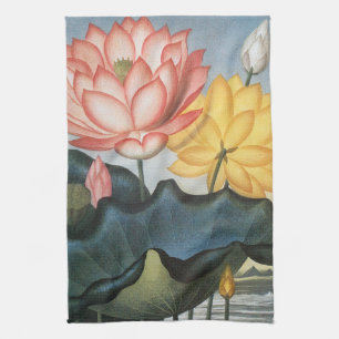Vintage Lotusblumen, Die Heilige Ägyptische Bohne Geschirrtuch