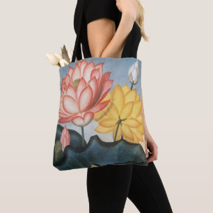 Vintage Lotusblumen, die heilige ägyptische Bohne Tasche