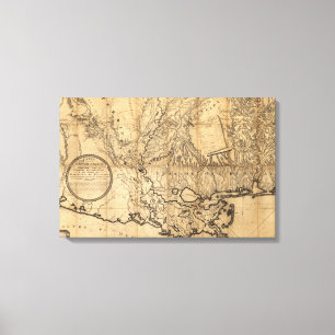Vintage Louisiana Karte Leinwand