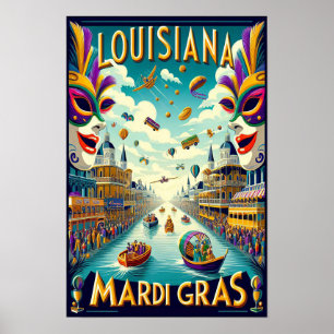 Vintage Louisiana Mardi Gras Umzugsplakat  Poster