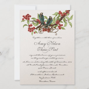 Vintage Love Bird Red Cherry Blossom Hochzeit Einladung