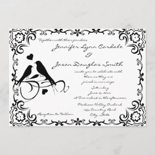 Vintage Love Birds Scroll Frame Hochzeit Einladung