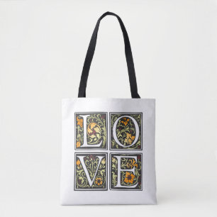 Vintage Love Floral Typographie Saint-Valentin Sac