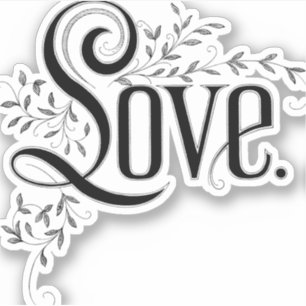 Vintage Love Flourish Aufkleber