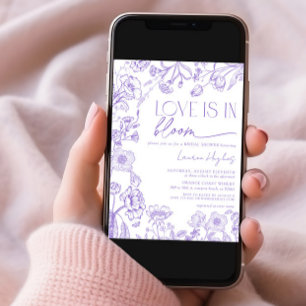 Vintage Love is in Bloom Lavendel-Junggesellinnena Einladung