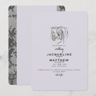 Vintage Love & Lace Lavendel-Hochzeitseinladung Einladung