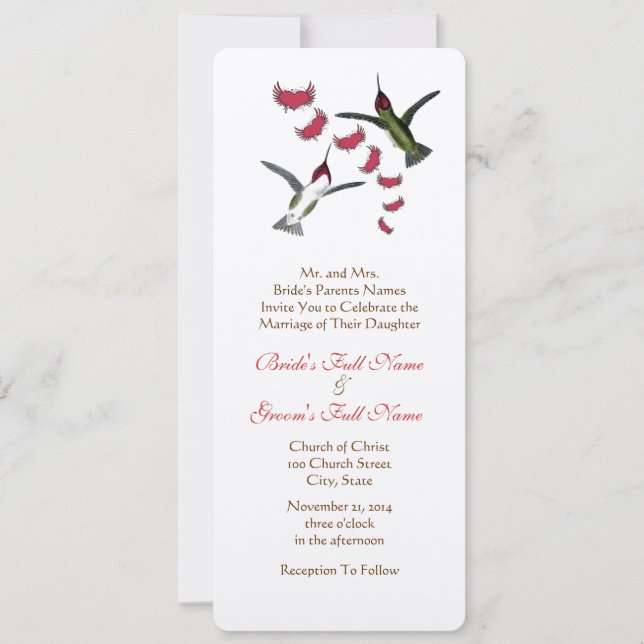 Vintage Lovebird Hummingbird Wedding Einladung (Vorderseite)