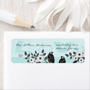 Vintage Lovebirds Aqua Blühender Baum