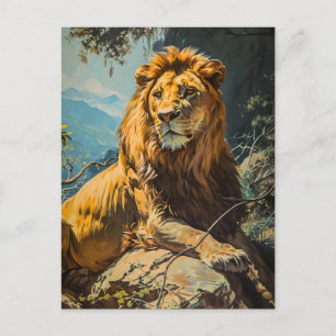 Vintage Löwenporträt Postkarte