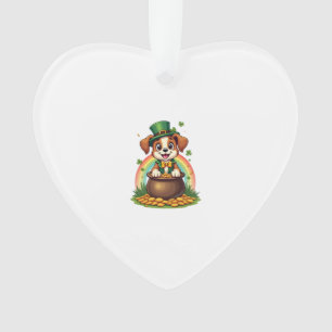 Vintage Lucky Leprechaun Welpe Regenbogen Topf Gol Ornament