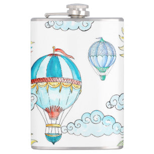 Vintage Luftballons: Whimsische Wassermalerei naht Flachmann