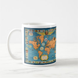 Vintage Luftfahrt - Weltkarte Kaffeetasse