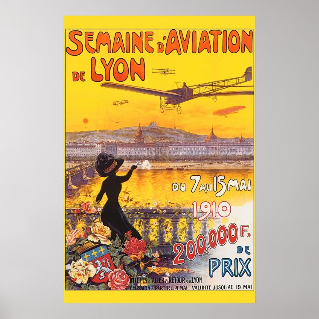 Vintage Luftfahrtwoche in Lyon Poster (Vorne)