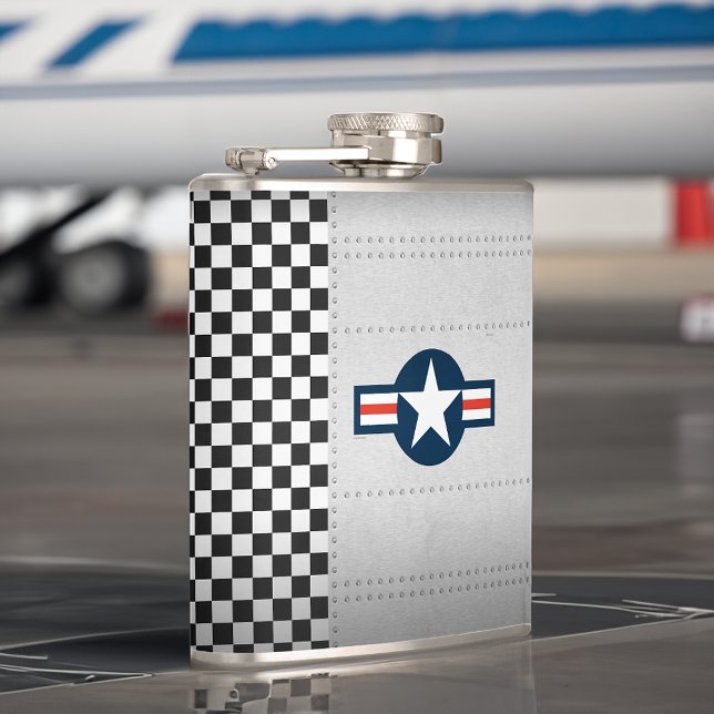 Vintage Luftfahrzeug-Rückfluggesellschaft Flachmann (Vintage Aircraft Airplane Retro Livery Aviation Flask On Aircraft Wing)
