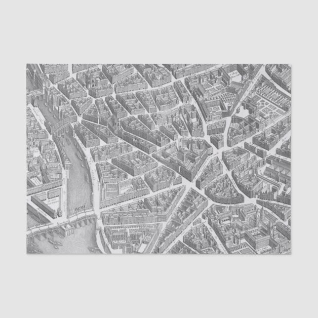 Vintage Luftparis-Karte Seidenpapier (Vorderseite)