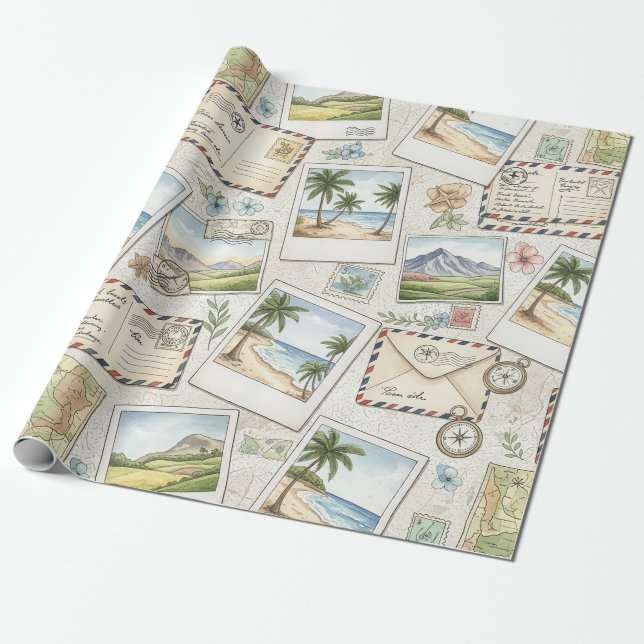 Vintage Luftpost-Abenteuer (1) Geschenkpapier (Ungerollt)