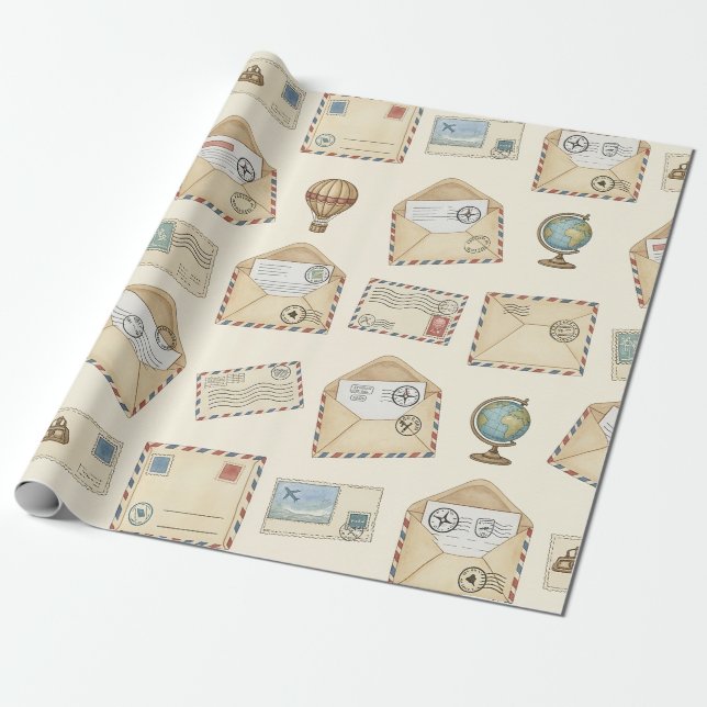 Vintage Luftpost-Abenteuer (4) Geschenkpapier (Ungerollt)