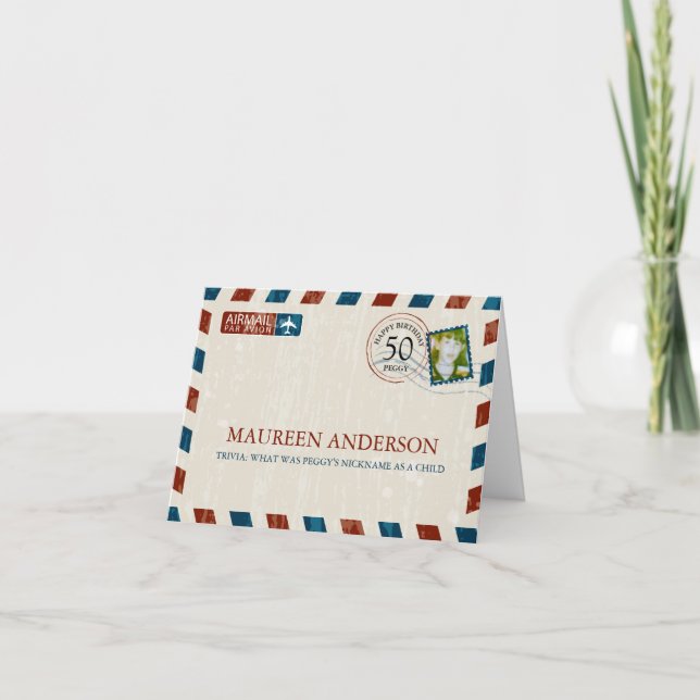 Vintage Luftpost Geburtstagsfeier Platzkarte Karte (Vorderseite)