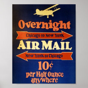 Vintage Luftpostwerbung, Chicago Poster