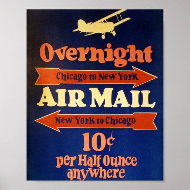 Vintage Luftpostwerbung, Chicago Poster (Vorne)