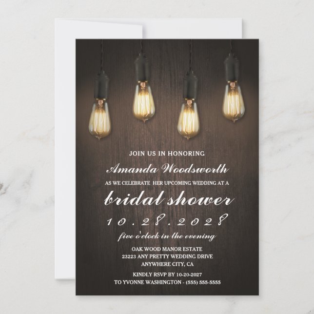 Vintage Lumières Chic Douche nuptiale Invitations (Devant)