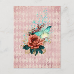 Vintage Luna-Motte-Bouquet Postkarte