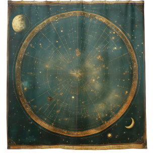Vintage Lunar Celestial Map Design (2) Duschvorhang