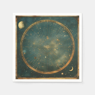 Vintage Lunar Celestial Map Design (2) Serviette
