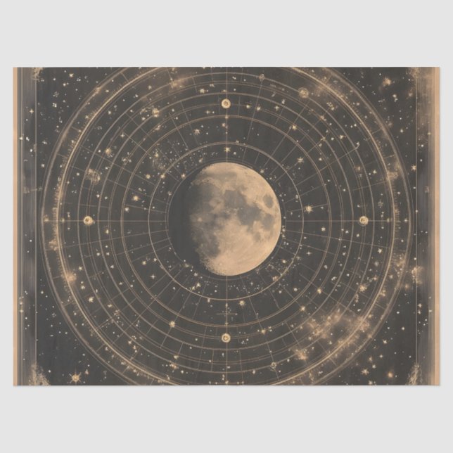 Vintage Lunar Celestial Map Design Seidenpapier (Vorderseite)