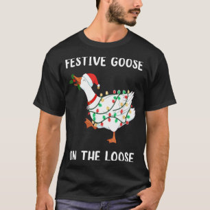 Vintage Lustige Festliche Gans Auf Freiem Fuß Weih T-Shirt