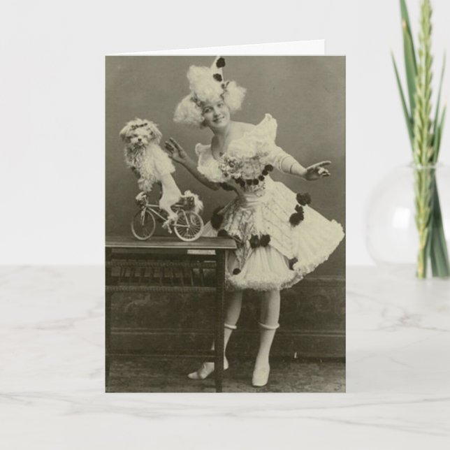 Vintage lustige Frau, verkleidet als Poodle Postka Karte (Vorderseite)