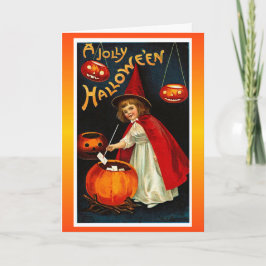 Vintage lustige Halloween-Rot-Hexe Karte