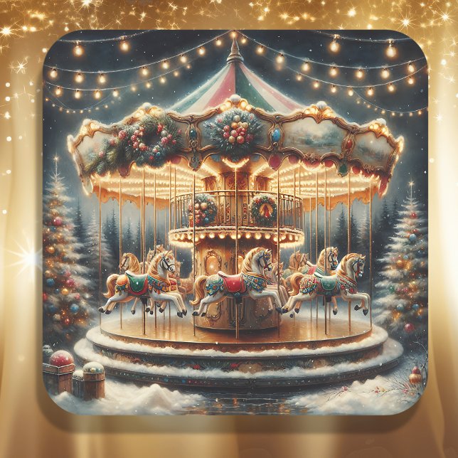 Vintage, lustige, langweilige Weihnachten Quadratischer Aufkleber (Von Creator hochgeladen)