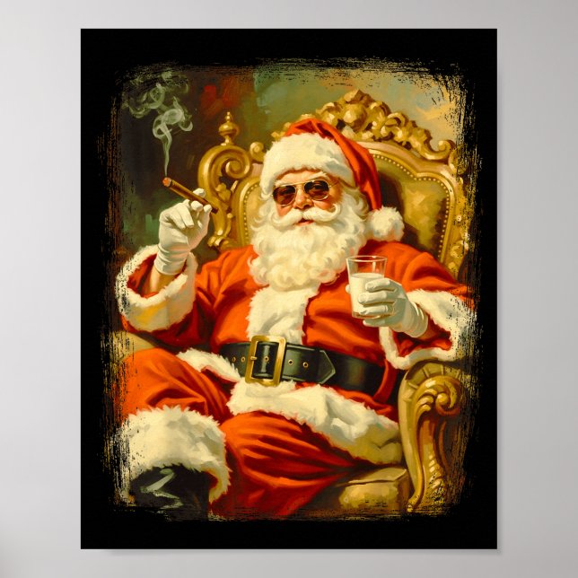 Vintage lustiger cooler großer Boss Santa Poster (Vorne)