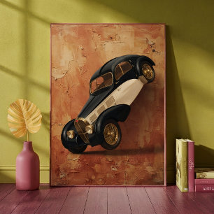 Vintage-Luxusauto beim Wheelie Kunst Poster