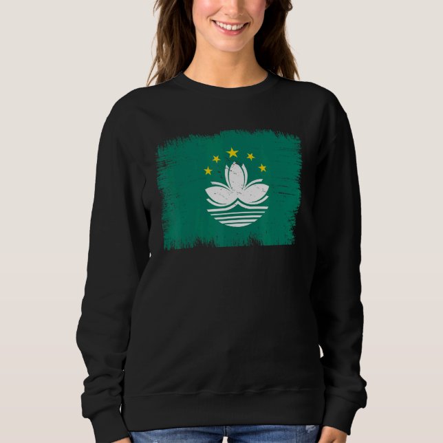 Vintage Macao Flag Macanese Independence Day Sweatshirt (Vorderseite)
