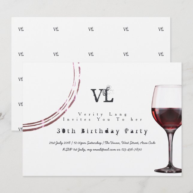 Vintage machine à écrire Anniversaire Invitations  (Devant / Derrière)