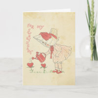 Vintage Mädchen-Blumen-Herzen des Valentines