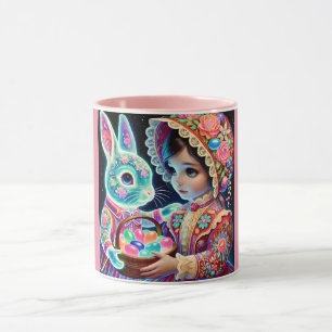 VINTAGE MÄDCHEN Bunny ~ Tasse