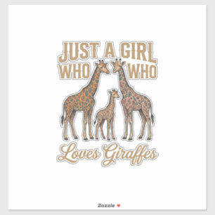 Vintage Mädchen, das Giraffen Liebt T-Shirt Design Aufkleber