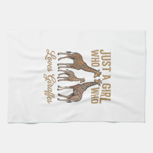 Vintage Mädchen, das Giraffen Liebt T-Shirt Design Geschirrtuch