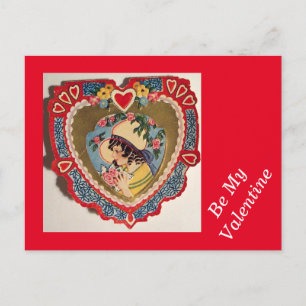 Vintage Mädchen im Herzen Valentinstag-Postkarte Postkarte
