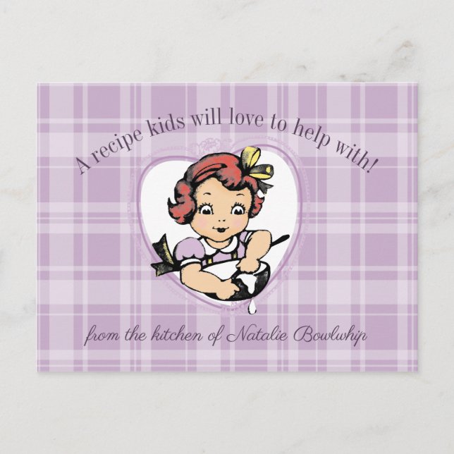 Vintage Mädchen kochen Kochkarte Postkarte (Vorderseite)