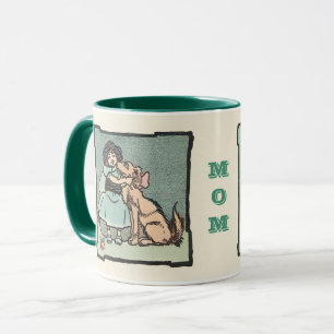 Vintage Mädchen mit Hund und lustigem sarkastische Tasse